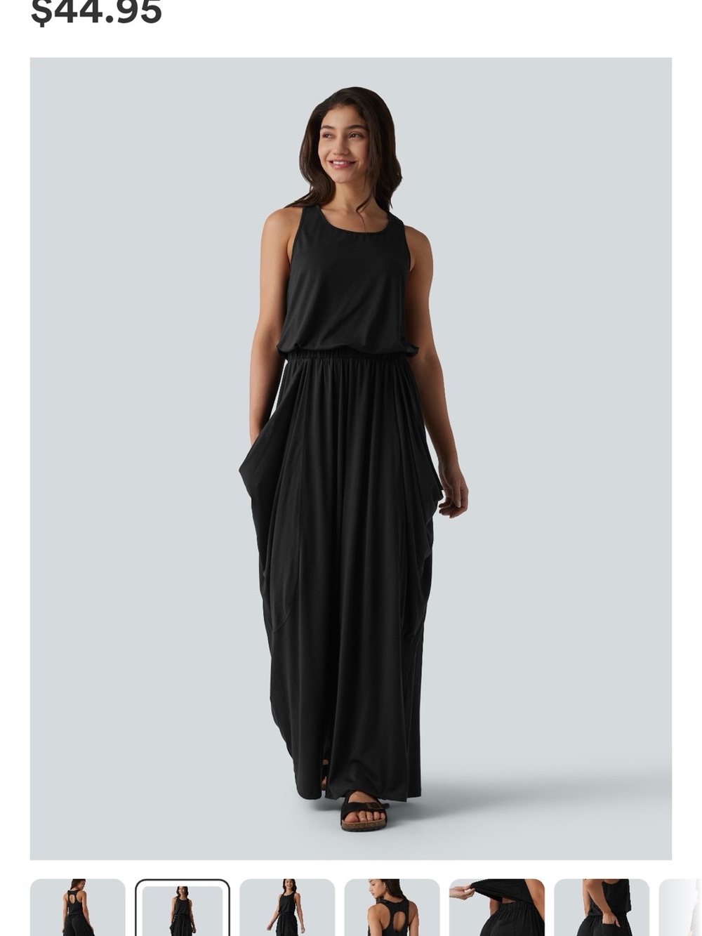 HALARA Black Sleeveless Maxi Jumpsuit with Pockets